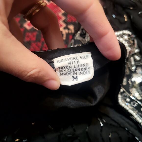 Vtg Lawrence Kazar Beaded Silk Dress Sz M - Picture 7 of 9